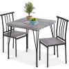 3 Piece Modern Dining Set Grey Wood Table with 2 Chairs