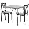 3 Piece Modern Dining Set Grey Wood Table with 2 Chairs