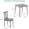 3 Piece Modern Dining Set Grey Wood Table with 2 Chairs