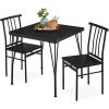3 Piece Modern Dining Set Black Wood Table with 2 Chairs