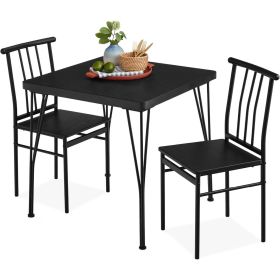 3 Piece Modern Dining Set Black Wood Table with 2 Chairs
