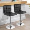 Set of 2 Adjustable Bar Stools Black PU Leather Swivel Seats