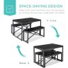 3 Piece Modern Dining Set Black Wood Table with Bench Chairs
