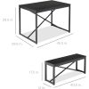 3 Piece Modern Dining Set Black Wood Table with Bench Chairs