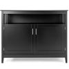 Black Wood Dining Buffet Sideboard Cabinet with Storage Shelf