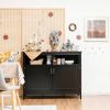 Black Wood Dining Buffet Sideboard Cabinet with Storage Shelf
