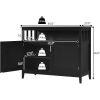 Black Wood Dining Buffet Sideboard Cabinet with Storage Shelf