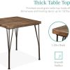 3 Piece Dining Set Black Metal Frame Dark Brown Wood Table
