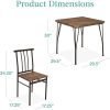 3 Piece Dining Set Black Metal Frame Dark Brown Wood Table