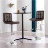 Set of 2 Adjustable Bar Stools Brown PU Leather Swivel Seats