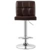 Set of 2 Adjustable Bar Stools Brown PU Leather Swivel Seats