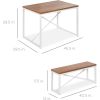 3 Piece Modern Dining Set White Metal Frame Wood Table with Benches