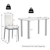 5 Piece Modern Dining Set Glass Top Table with 4 White Chairs