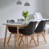 Set of 4 Mid Century Modern Black PU Leather Dining Chairs