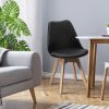 Set of 4 Mid Century Modern Black PU Leather Dining Chairs