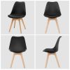 Set of 4 Mid Century Modern Black PU Leather Dining Chairs