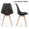 Set of 4 Mid Century Modern Black PU Leather Dining Chairs
