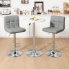 Set of 2 Adjustable Bar Stools Grey PU Leather Seats