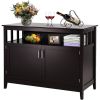 Dark Brown Wood Dining Buffet Sideboard Cabinet with Storage Shelf