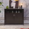 Dark Brown Wood Dining Buffet Sideboard Cabinet with Storage Shelf