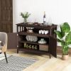 Dark Brown Wood Dining Buffet Sideboard Cabinet with Storage Shelf