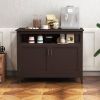 Dark Brown Wood Dining Buffet Sideboard Cabinet with Storage Shelf