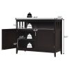 Dark Brown Wood Dining Buffet Sideboard Cabinet with Storage Shelf