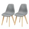 Set of 2 Mid Century Modern Gray Linen Dining Chairs