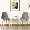 Set of 2 Mid Century Modern Gray Linen Dining Chairs