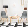 Set of 2 Mid Century Modern Gray Linen Dining Chairs