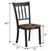 Set of 2 Solid Wood Mission Style Dining Chairs Black Brown Seat
