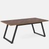63 Inch Modern Farmhouse Dining Table Brown Wood Black Metal