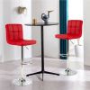 Set of 2 Adjustable Bar Stools Red PU Leather Seats