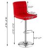 Set of 2 Adjustable Bar Stools Red PU Leather Seats