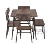 6 Piece Modern Dining Set Brown Wood Table with 4 Chairs Bench