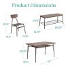 6 Piece Modern Dining Set Brown Wood Table with 4 Chairs Bench
