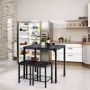 3 Piece Modern Dining Set Black Faux Marble Table with Stools
