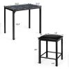 3 Piece Modern Dining Set Black Faux Marble Table with Stools