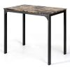 3 Piece Modern Dining Set Brown Faux Marble Table with Stools