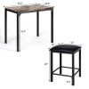 3 Piece Modern Dining Set Brown Faux Marble Table with Stools