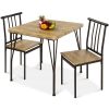 3 Piece Modern Dining Set Wood Top Table with 2 Chairs