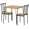 3 Piece Modern Dining Set Wood Top Table with 2 Chairs