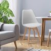 Set of 4 Mid Century Modern White PU Leather Dining Chairs