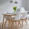 Set of 4 Mid Century Modern White PU Leather Dining Chairs