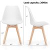 Set of 4 Mid Century Modern White PU Leather Dining Chairs