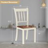 Set of 2 Solid Wood White Mission Style Dining Chairs Brown Seat