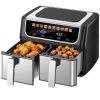 Dual Basket Air Fryer Oven Digital Control Clear View Window