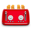 Vintage 4 Slice Toaster with Dual Control Red Stainless Steel