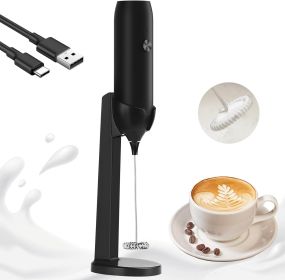 USB C Rechargeable Handheld Milk Frother with Stand Foam Maker