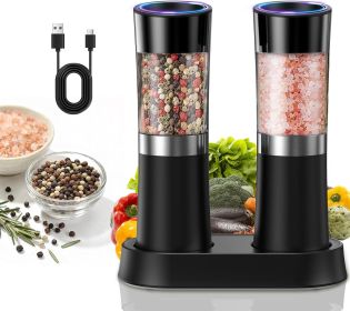 Electric Salt and Pepper Grinder Set Gravity Activated with LED Light
